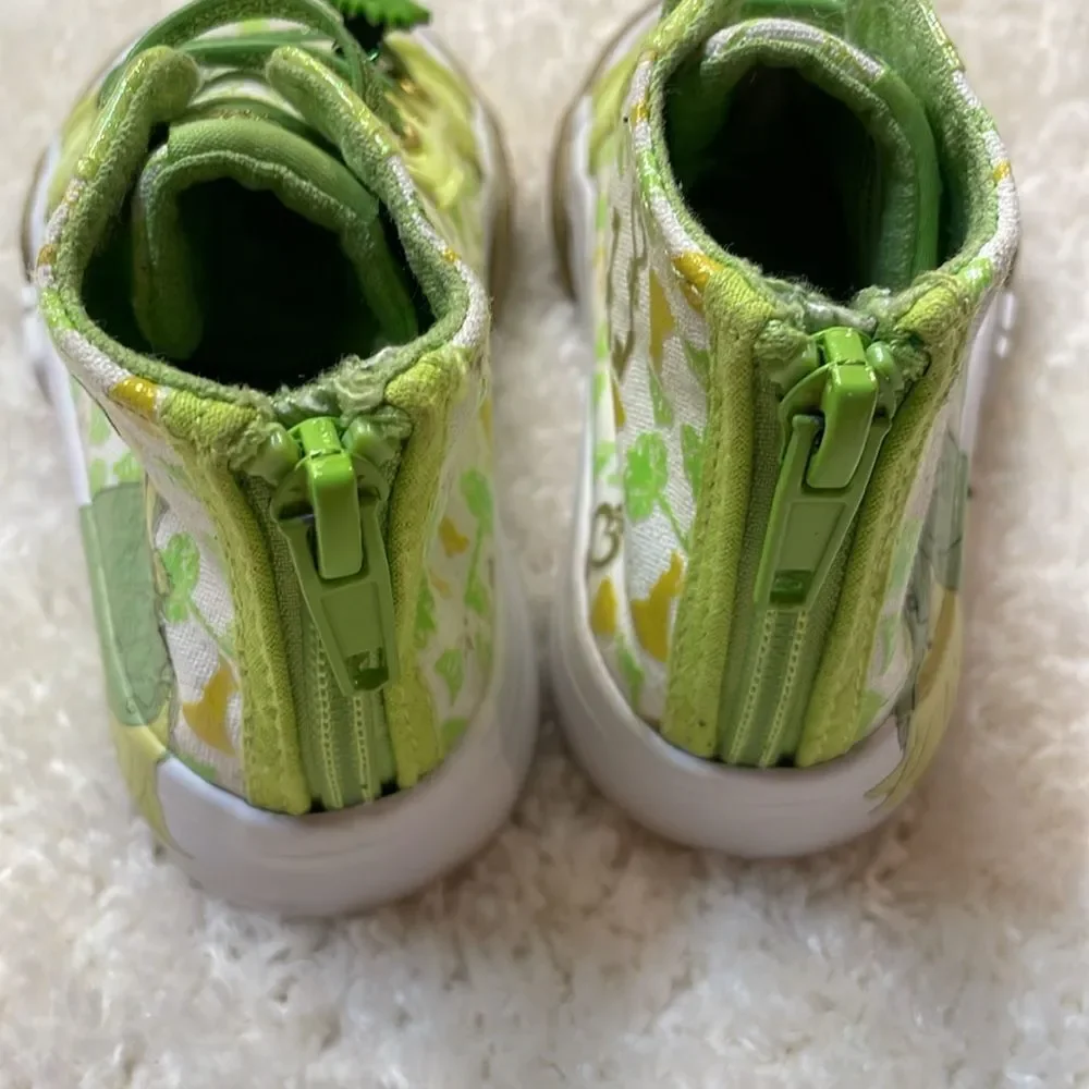 Disney Toddler High Top Princess Tiana Sneakers and Bebe Gold tone Sandal Sz 7